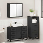 ZNTS 3 Piece Bathroom Furniture Set Black Engineered Wood 3301020