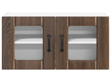 Wall Glass Cabinet LUCCA 2 pcs Brown Oak 60 x 31 x 40 cm 884980