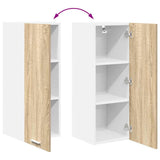 Hanging Cabinet with Door Sonoma Oak and White 30 x 31 x 80 cm 884246