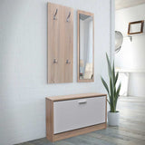 Oak and White 3-in-1 Wooden Shoe Cabinet Set 241246