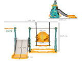 3-IN-1 Kids Swing and Slide Set with Basketball Hoop Slide Swing Adjustable Seat Height Toddler T3398P422164