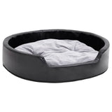 Dog Bed Black and Grey 79x70x19 cm Plush and Faux Leather 171254