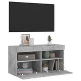 TV Wall Cabinet with LED Lights Concrete Grey 80x30x40 cm 837203