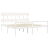 Senior Bed without Mattress White 200x200 cm Solid Wood 3195437