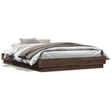 Bed Frame with LED without Mattress Brown Oak 150x200 cm King Size 3209792