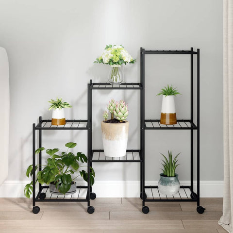 Flower Stand with Wheels 83x25x83.5 cm Black Iron 343130