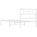 Metal Bed Frame without Mattress with Headboard White 100x190cm 355310