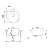 ZNTS Granite Kitchen Sink Single Basin Round Black 142956