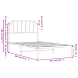 Metal Bed Frame without Mattress with Headboard White 107x203cm 373932