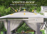 3 x 4m Garden Gazebo Hexagon Pop Up Gazebo Party Tent Canopy Double Roof Instant Shelter with T3398P315420