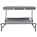 Outdoor Lounge Bed with Canopy Grey 48073