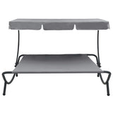 Outdoor Lounge Bed with Canopy Grey 48073