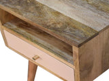 Solid Wood Mini Blush Hand Painted Bedside, 1 Drawer and Open Shelf, Beige B2743P402982