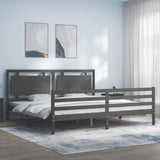 Bed Frame without Mattress Grey 200x200 cm Solid Wood 3194073