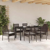 Garden Dining Set with Cushion 7 pcs Brown Poly Rattan 3379874