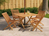 5 Piece Folding Garden Bistro Set Natural Solid Teak Wood 3434110