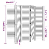Room Divider 5 Panels White Solid Wood Paulownia 358837