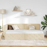 Corner Bed Frame with Headboard Cream 90 x 190 cm Fabric 42016493