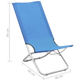 ZNTS Folding Beach Chairs 2 pcs Blue Fabric 310374