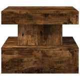 Coffee Table with LED Lights Smoked Oak 50x50x40 cm 839844