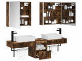 Bathroom Cabinet Set 5 pcs Smoked Oak Engineered Wood 3406331