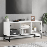 TV Cabinet with Glass Doors White 102x37x50 cm 836532