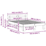 Bed Frame with Headboard Natural 160 x 200 cm Solid Pine Wood 872434