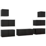 ZNTS 7 Piece TV Cabinet Set Black Engineered Wood 3078817