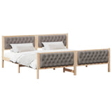 Bed Frame with Headboard Taupe 200 x 200 cm Solid Pine Wood 3394271