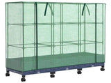 Garden Planter with Greenhouse Cover&Wheels 3 pcs Blue Grey PP 3423063