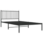 ZNTS Metal Bed Frame without Mattress with Headboard Black 107x203cm 350860