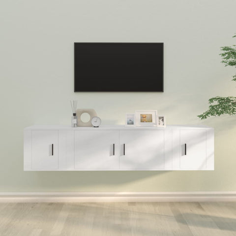 3 Piece TV Cabinet Set White Engineered Wood 3188414