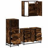 ZNTS 3 Piece Bathroom Furniture Set Smoked Oak Engineered Wood 3301022