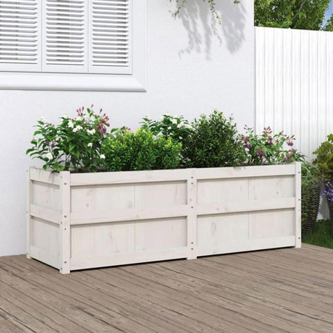 Garden Planter White 150x50x50 cm Solid Wood Pine 837485