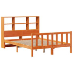 ZNTS Bookcase Bed without Mattress Wax Brown 140x190 cm Solid Wood Pine 3321718