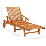 Sun Lounger Brown Solid Acacia Wood Standard Sun Lounger Size 3077329