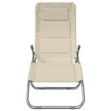 Folding Sun Loungers 2 pcs Cream Textilene&Powder-coated Steel 360173