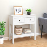 Console Table White 75x35x75 cm Solid Wood Pine 814620