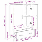 Highboard Black Oak 70 x 31 x 115 cm Engineered Wood and Iron 880700