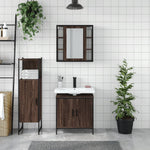ZNTS 3 Piece Bathroom Cabinet Set Brown Oak Engineered Wood 3214764