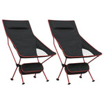 ZNTS Foldable Camping Chairs 2 pcs Black Oxford Fabric and Aluminium 366546