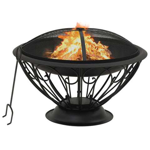 ZNTS Fire Pit with Poker 75 cm XXL Steel 311895