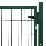 Fence Gate Steel Green 100x100 cm 142028
