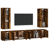 6 Piece TV Cabinet Set Smoked Oak Engineered Wood 3188843