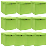 Storage Boxes with Lids 10 pcs Green 32x32x32 cm Fabric 288372