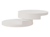 Round rotating coffee table with LED lights, 360&deg rotating tabletop, end table, double-layer sofa N605P387961W