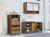 Bathroom Furniture Set with Door 3 pcs Old Wood Engineered Wood 3402563