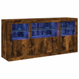 Sideboard with LED Lights Smoked Oak 142.5x37x67 cm 3209069