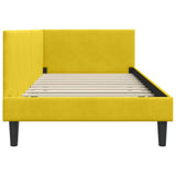 Corner Bed Frame with Headboard Yellow 90 cm x 200 cm Velvet 42016232