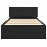 Bed Frame Black Oak 203 x 104 x 70 cm Engineered Wood 3376052